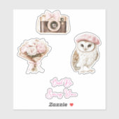 Chique Roze Mut Bruin Witte Uil Be Seeing You Sticker (Vel)