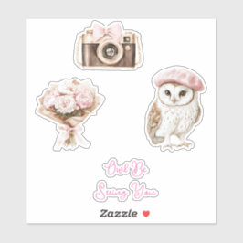 Chique Roze Mut Bruin Witte Uil Be Seeing You Sticker