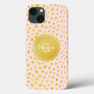 Chique roze nepgoud glinsterende cheetah print mon iPhone 13 hoesje