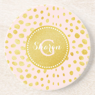 Chique roze nepgoud glinsterende cheetah print mon zandsteen onderzetter