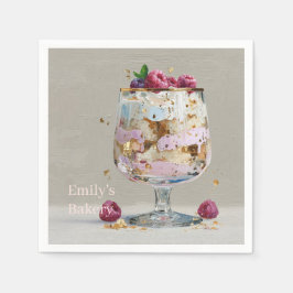 Chique Roze Olie Schilderij Cake Bloemige Verjaard Servet