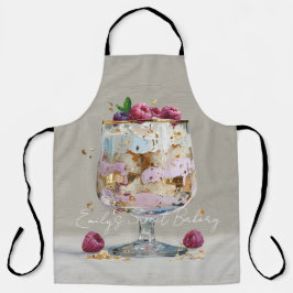Chique roze olieverfschildering cake bloemige verj schort