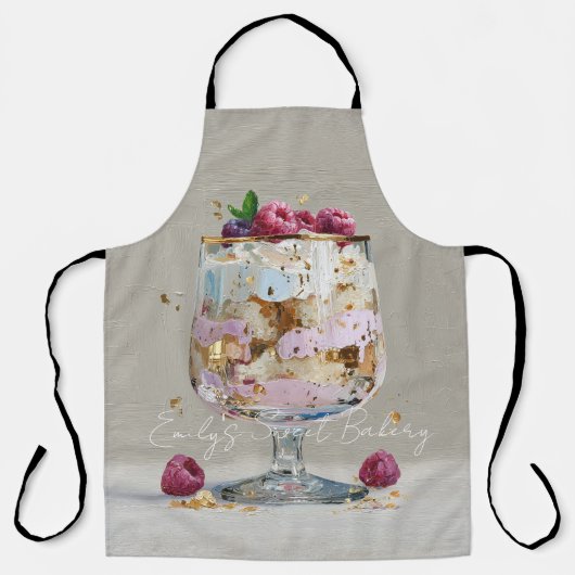 Chique roze olieverfschildering cake bloemige verj schort (Voorkant)