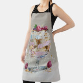 Chique roze olieverfschildering cake bloemige verj schort (Insitu)