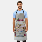 Chique roze olieverfschildering cake bloemige verj schort (Gedragen)