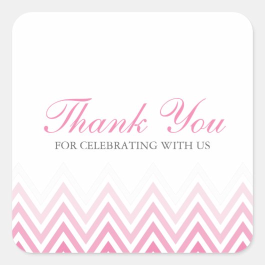 Chique roze ombre chevrons vierkante sticker (Voorkant)
