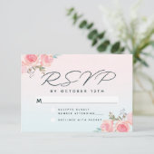 Chique Roze Ombre Franse Tuin Bloemige Bruiloft RSVP Kaartje (Staand voorkant)