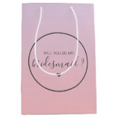 Chique roze ombre-gradiënt Wil je mijn bruidsmeisj Medium Cadeauzakje (Voorkant)