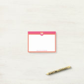 Chique Roze Oranje Geometrisch Modern Monogram Post-it® Notes (Op bureau)
