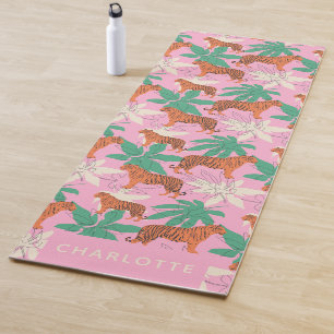 Chique Roze Oranje Tijger Jungle Persoonlijke Naam Yogamat