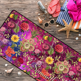 Chique roze paarse bloemen monogram bloemmotief bureaumat