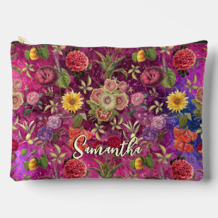 Chique roze paarse bloemen monogram bloemmotief etui