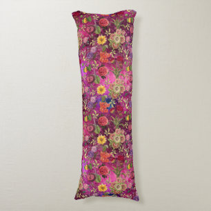 Chique roze paarse bloemen monogram bloemmotief lichaamskussen