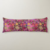 Chique roze paarse bloemen monogram bloemmotief lichaamskussen (Voorkant)