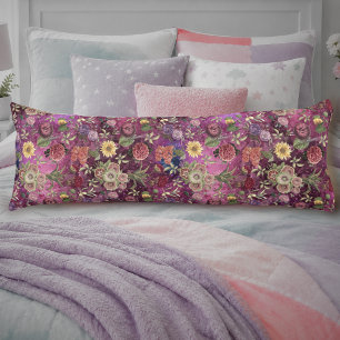 Chique roze paarse bloemen monogram bloempatroon lichaamskussen