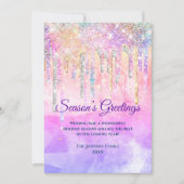 Chique roze paarse druppels glitter nieuwjaar kers (Voorkant)