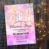 Chique roze paarse eenhoorn druipt glitter kerst kaart