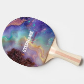 Chique roze Paarse Faux Gold Glitter Marmer Monogr Tafeltennisbatje (Zijkant)