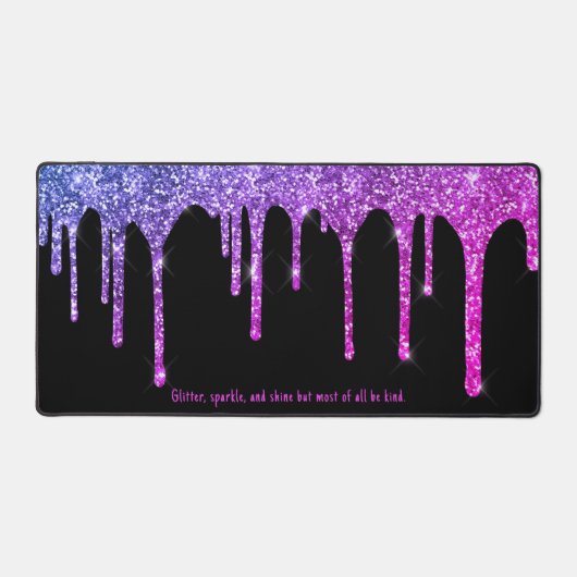 Chique roze Paarse Glitter Drips Custom Bureaumat (Voorkant)