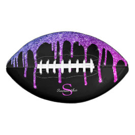 Chique Roze Paarse Glitters Glans Drips Monogram American Football