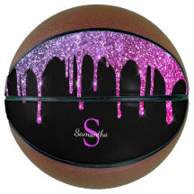 Chique Roze Paarse Glitters Glans Drips Monogram