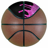 Chique Roze Paarse Glitters Glans Drips Monogram Basketbal (Rechts)