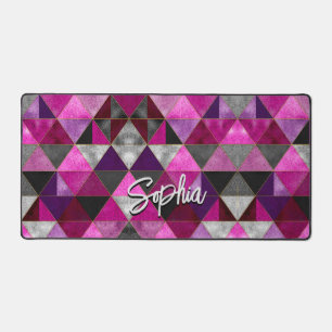 Chique roze paarse grijs geometrisch bureaumat