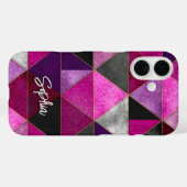 Chique roze paarse grijs geometrisch Case-Mate iPhone case (Achterkant (horizontaal))