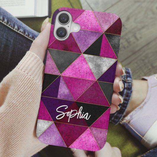Chique roze paarse grijs geometrisch Case-Mate iPhone case