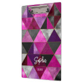 Chique roze paarse grijs geometrisch klembord (Links)