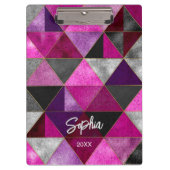 Chique roze paarse grijs geometrisch klembord (Voorkant)
