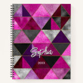 Chique roze paarse grijs geometrisch notitieboek (Voorkant)