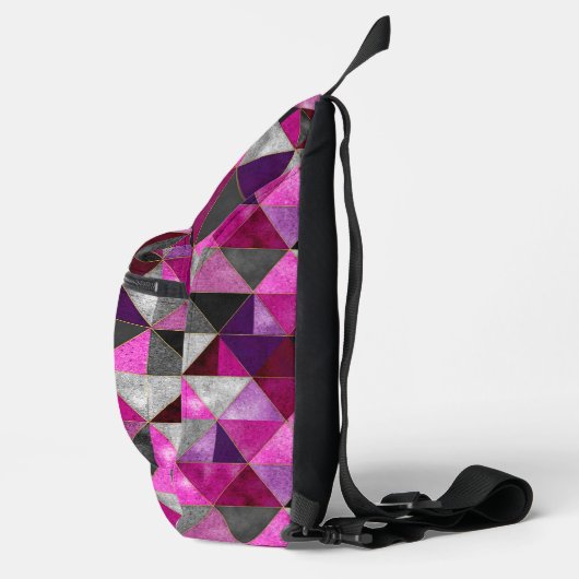 Chique roze paarse grijs geometrisch sling bag (Rechts)