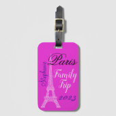 Chique roze Parijs Eiffeltoren Familie Trip Bagagelabel (Voorkant (verticaal))