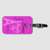Chique roze Parijs Eiffeltoren Familie Trip Bagagelabel (Voorkant (horizontaal))