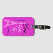 Chique roze Parijs Eiffeltoren Meisjes Trip Bagagelabel (Voorkant (horizontaal))