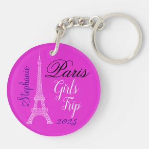 Chique roze Parijs Eiffeltoren Meisjes Trip Sleutelhanger