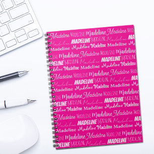 Chique Roze Personalized Meisjesnaam Collage Notitieboek