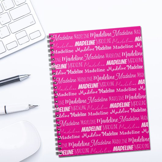 Chique Roze Personalized Meisjesnaam Collage Notitieboek