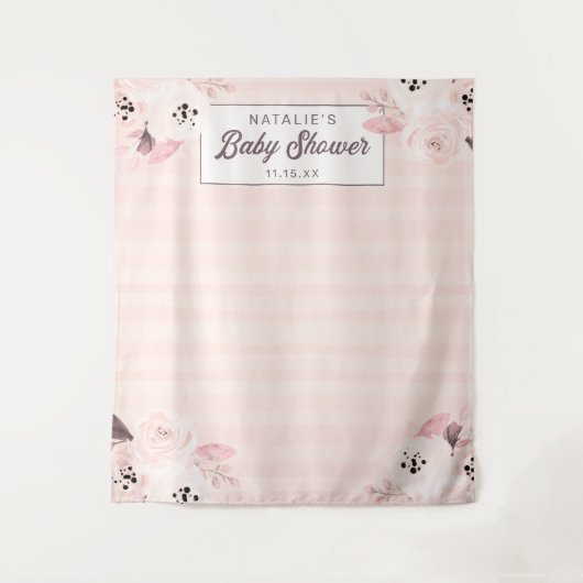 Chique Roze & Perzik Bloem Achtergrond voor Fotogr Wandkleed (Voorkant)