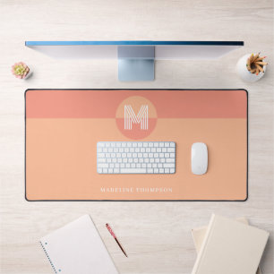 Chique roze perzik geometrisch modern monogram bureaumat