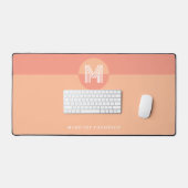 Chique roze perzik geometrisch modern monogram bureaumat (Keyboard & Muis)