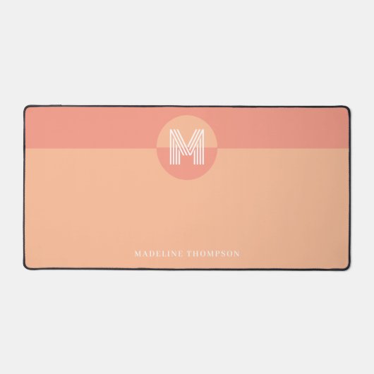Chique roze perzik geometrisch modern monogram bureaumat (Voorkant)