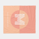 Chique roze perzik geometrisch modern monogram fleece deken (Voorkant (Horizontaal))
