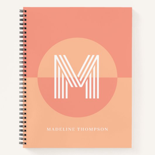 Chique Roze Perzik Geometrisch Modern Monogram Notitieboek (Voorkant)