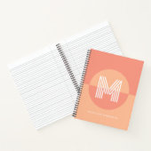 Chique Roze Perzik Geometrisch Modern Monogram Notitieboek (Binnen)