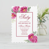 Chique Roze Pioen Bloemen Groen 60e Verjaardag Kaart (Staand voorkant)