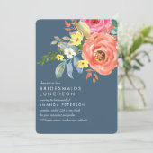 Chique Roze Pioen Bruidsmeisjes Lunch Bruiloft Bla Kaart (Staand voorkant)