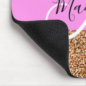 Chique Roze & Pompoen Glitter Sparkles Monogram Na Muismat (Hoek)