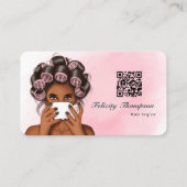 Chique roze QR-code voor kapper Visitekaartje (Voorkant)